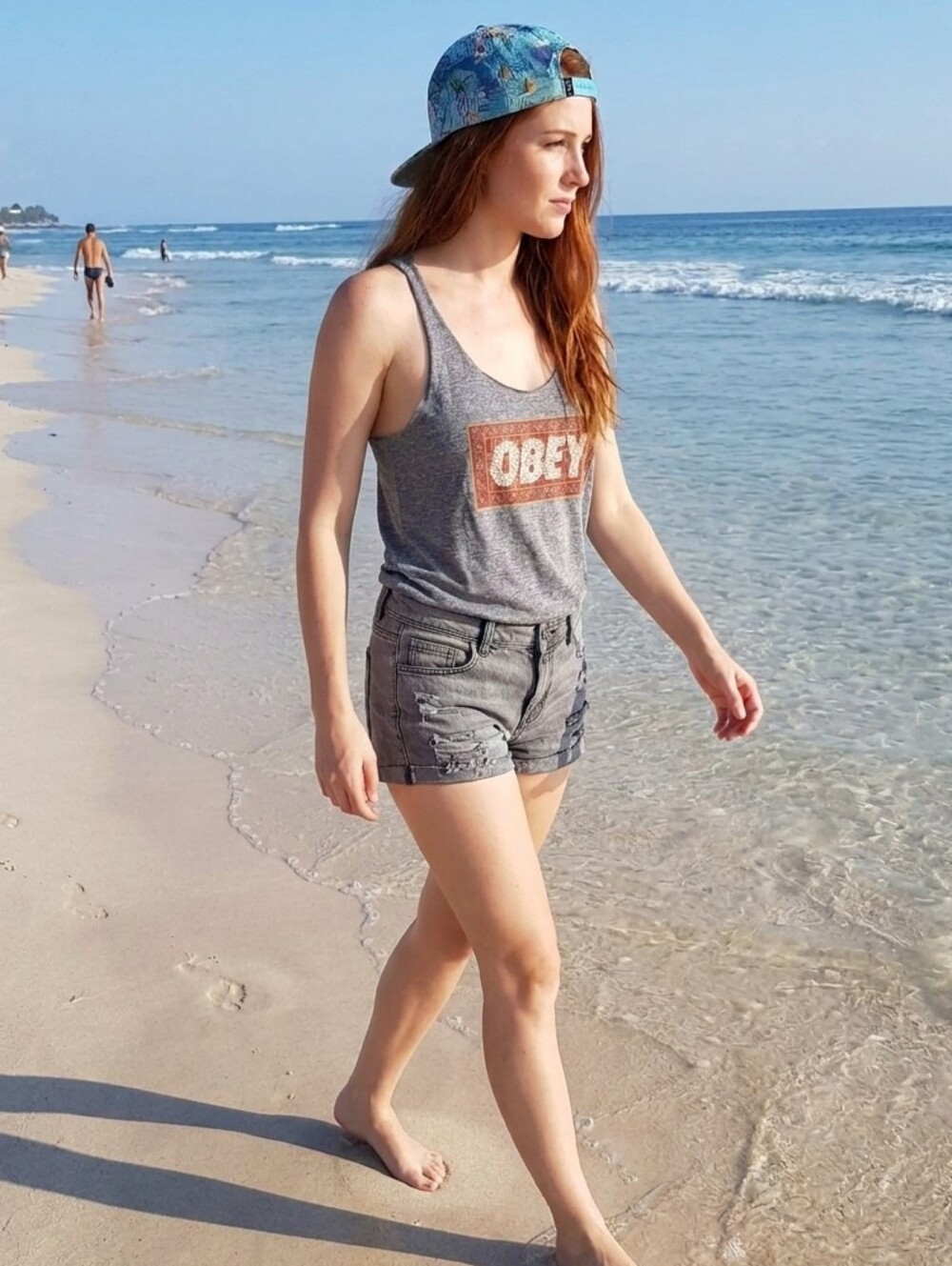 Obey 2 BDL🏖BEACH HAT➕Gray Graphic Scoop Neck Tank with Rust Logo Sz M UNISEX